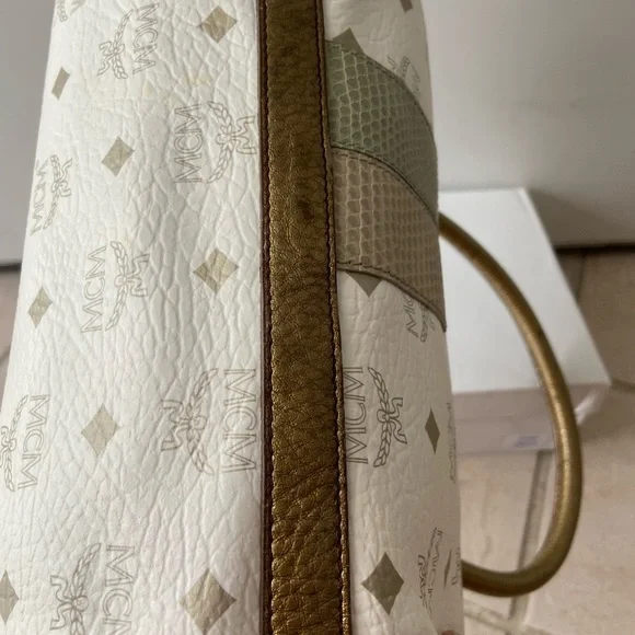 MCM White and Gold Handbag Euc - Picture 10 of 16